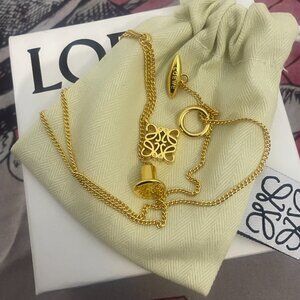 LOEWE Gold Logo Pendant Necklace – Chic Statement Chain